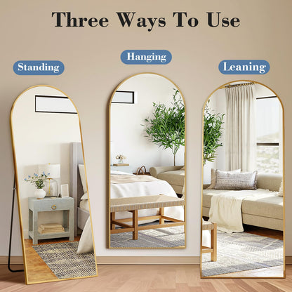 DUMOS 59"x16" Arched Full Length Mirror with Stand