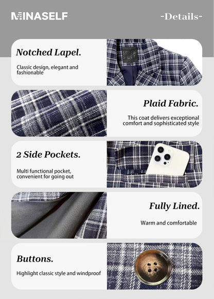 2026 Women's Fall Plaid Blazer Jacket