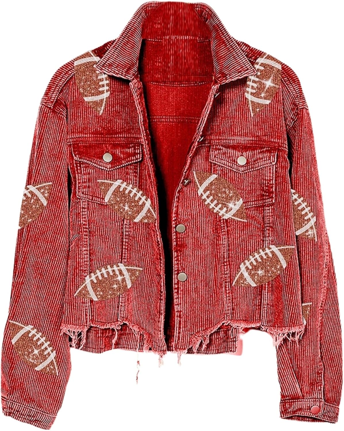 Xunger Women’s Football Corduroy Sequin Jacket