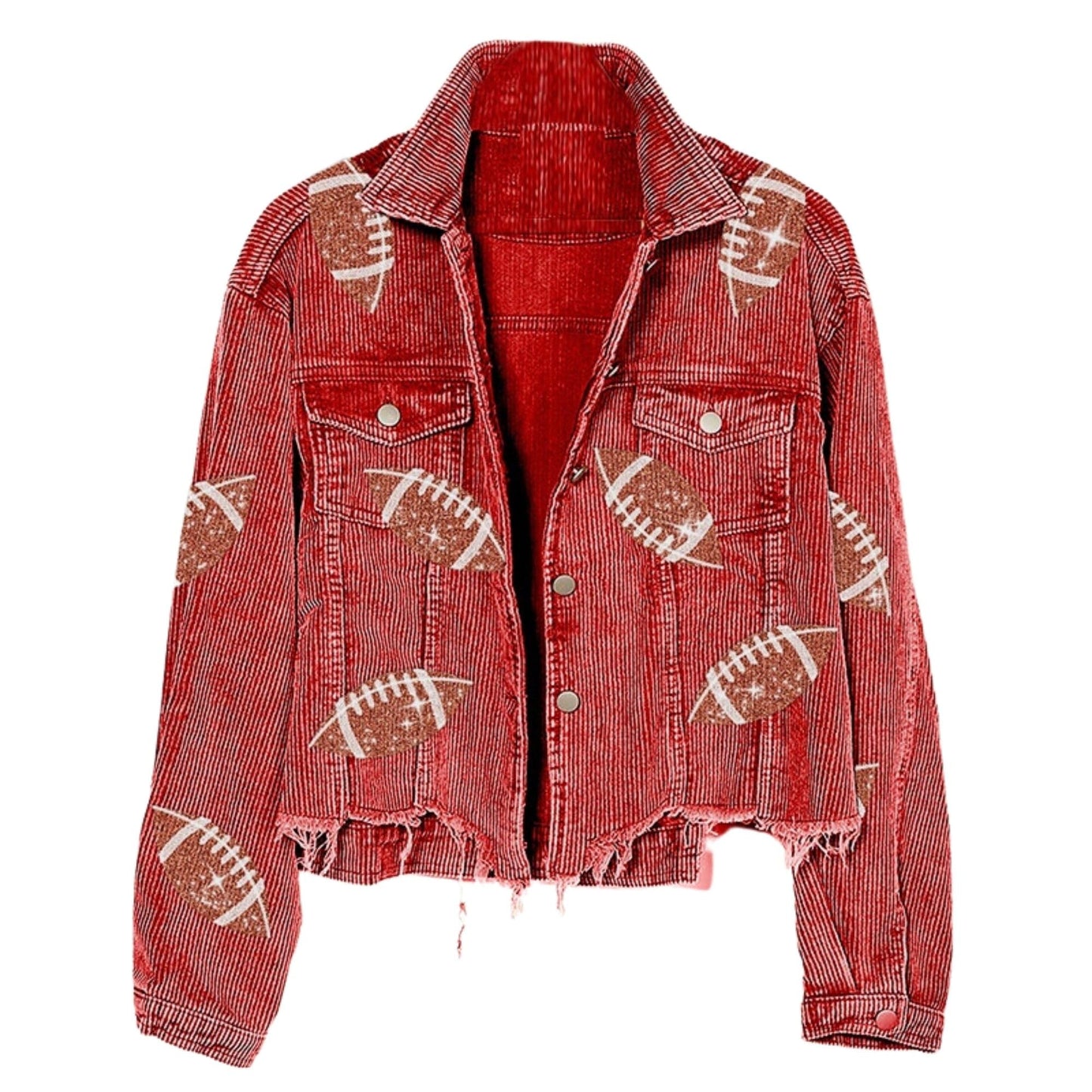 Xunger Women’s Football Corduroy Sequin Jacket