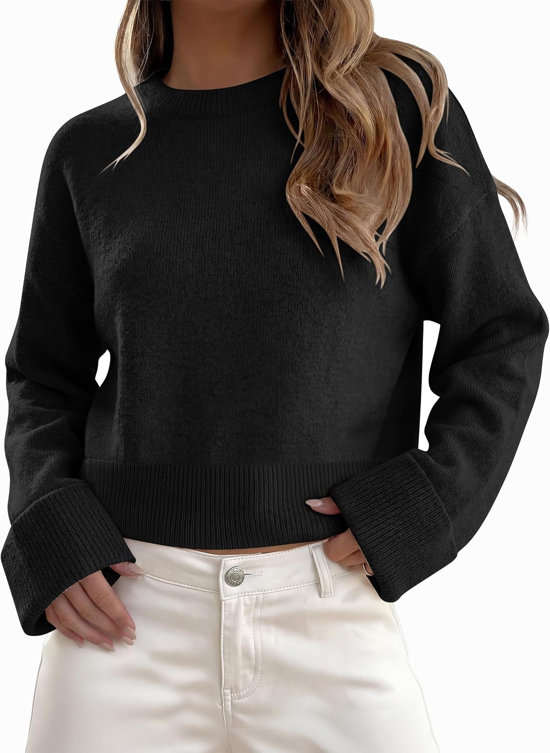 ANRABESS Sweaters for Women Cropped Fall Lightweight Pullover