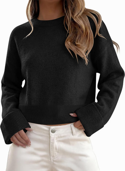 ANRABESS Sweaters for Women Cropped Fall Lightweight Pullover