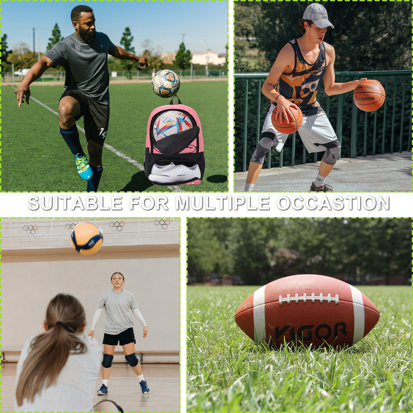 Hsmihair Soccer Bag,Youth Soccer Backpack with Ball and Cleat Compartment