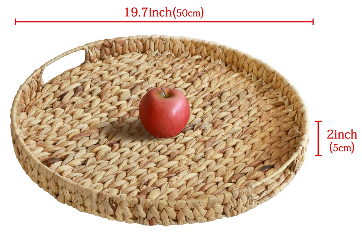 Gurfuy Extra Large Round Ottoman Table Tray with Handles - 19.7" Handmade Wicker Serving Hand Woven Tray for Farmhouse Decorative Oversized Coffee Table Trays Living Room Kitchen Counter Breakfast
