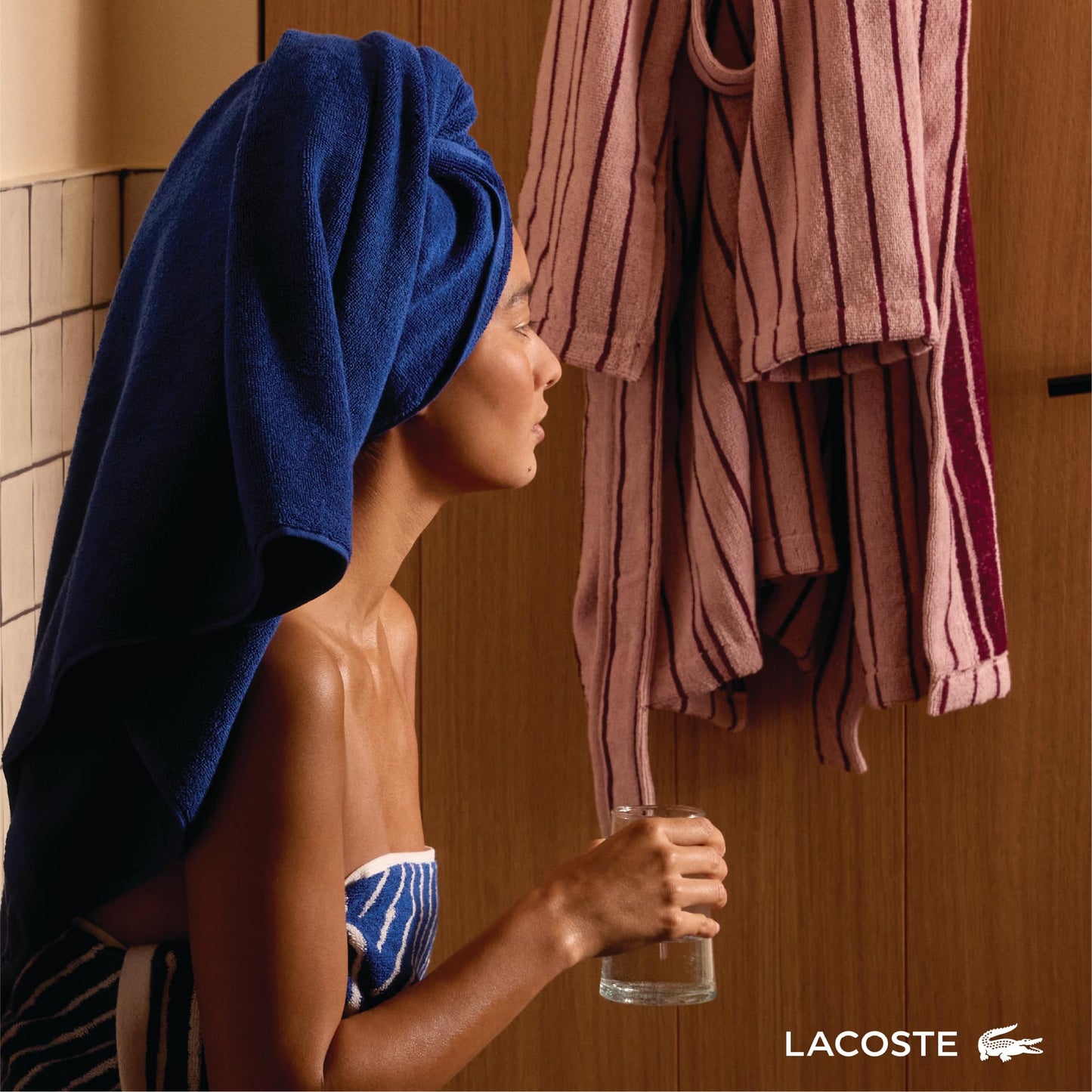 Lacoste Grand Slam 6-Piece Towel Set – Soft and Absorbent 100% Cotton Towels for Bathroom, Quick-Drying – Includes 2 Bath Towels, 2 Hand Towels, 2 Washcloths, Magenta