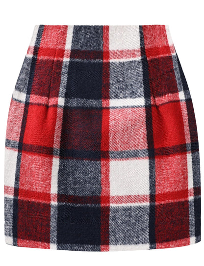 AURUZA Women's Plaid Pencil Mini Skirt
