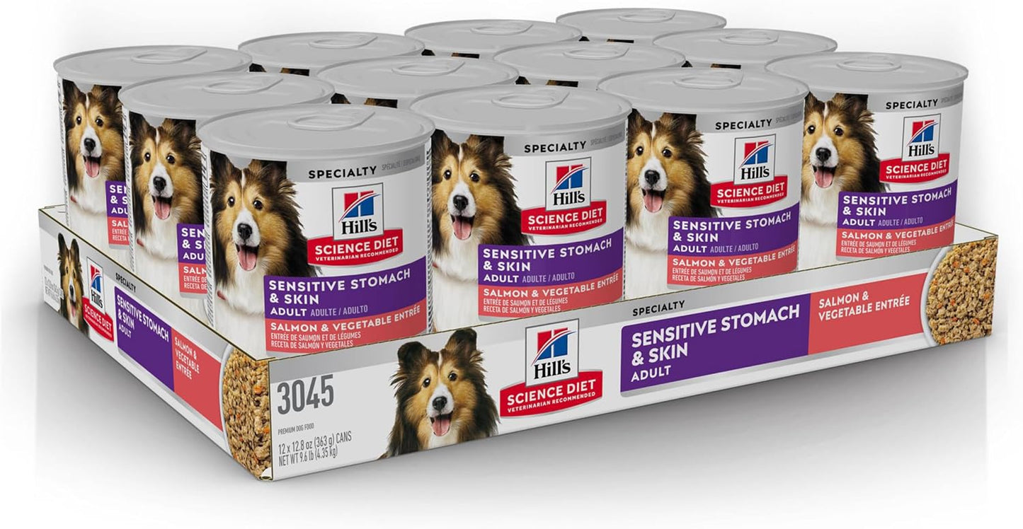 Hill's Science Diet Adult Sensitive Stomach & Skin Wet Dog Food, Turkey & Rice, 12.5 oz. Cans, 12-Pack