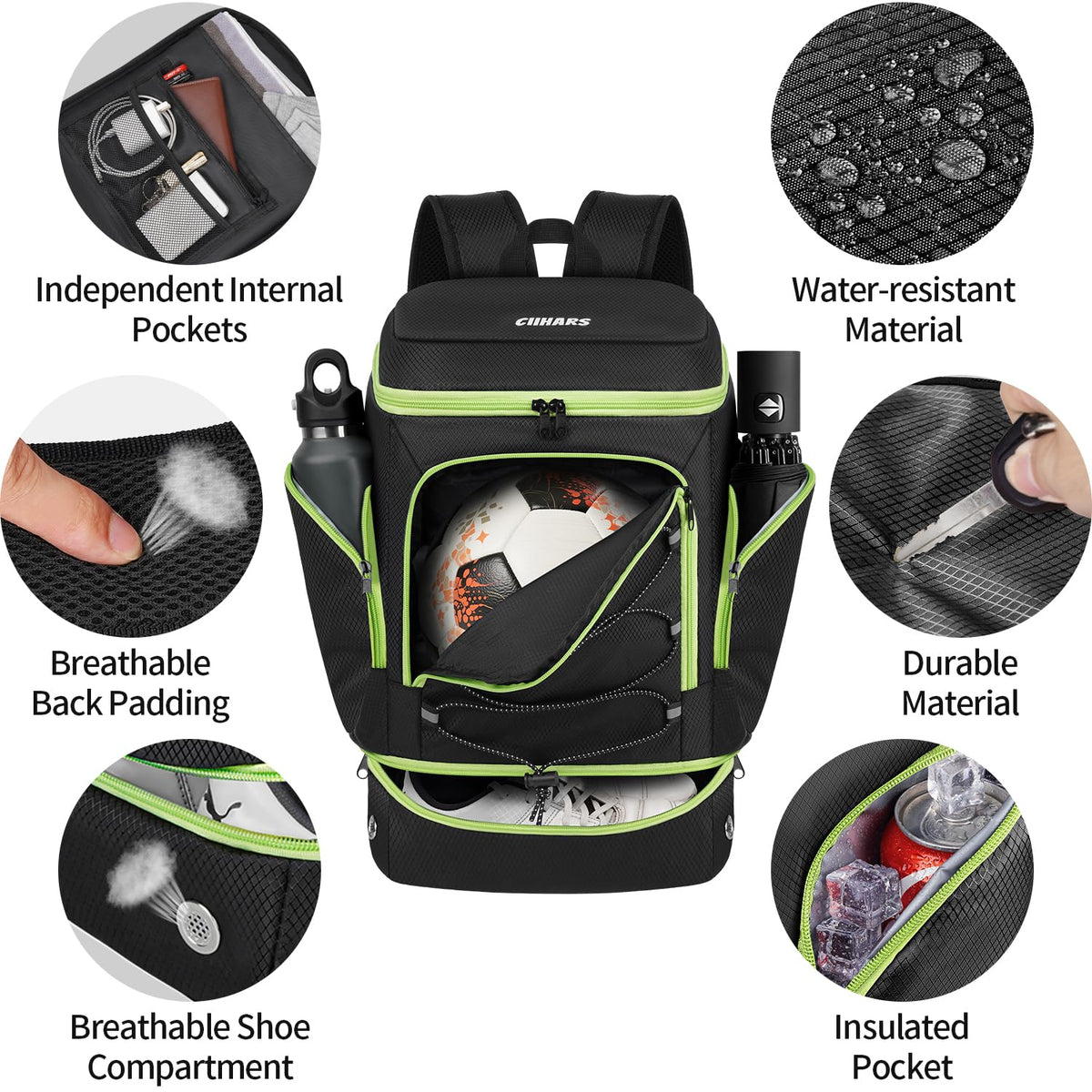 Soccer Backpack,Soccer Bag with Ball Holder and Shoe Compartment