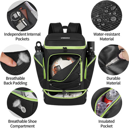 Soccer Backpack,Soccer Bag with Ball Holder and Shoe Compartment