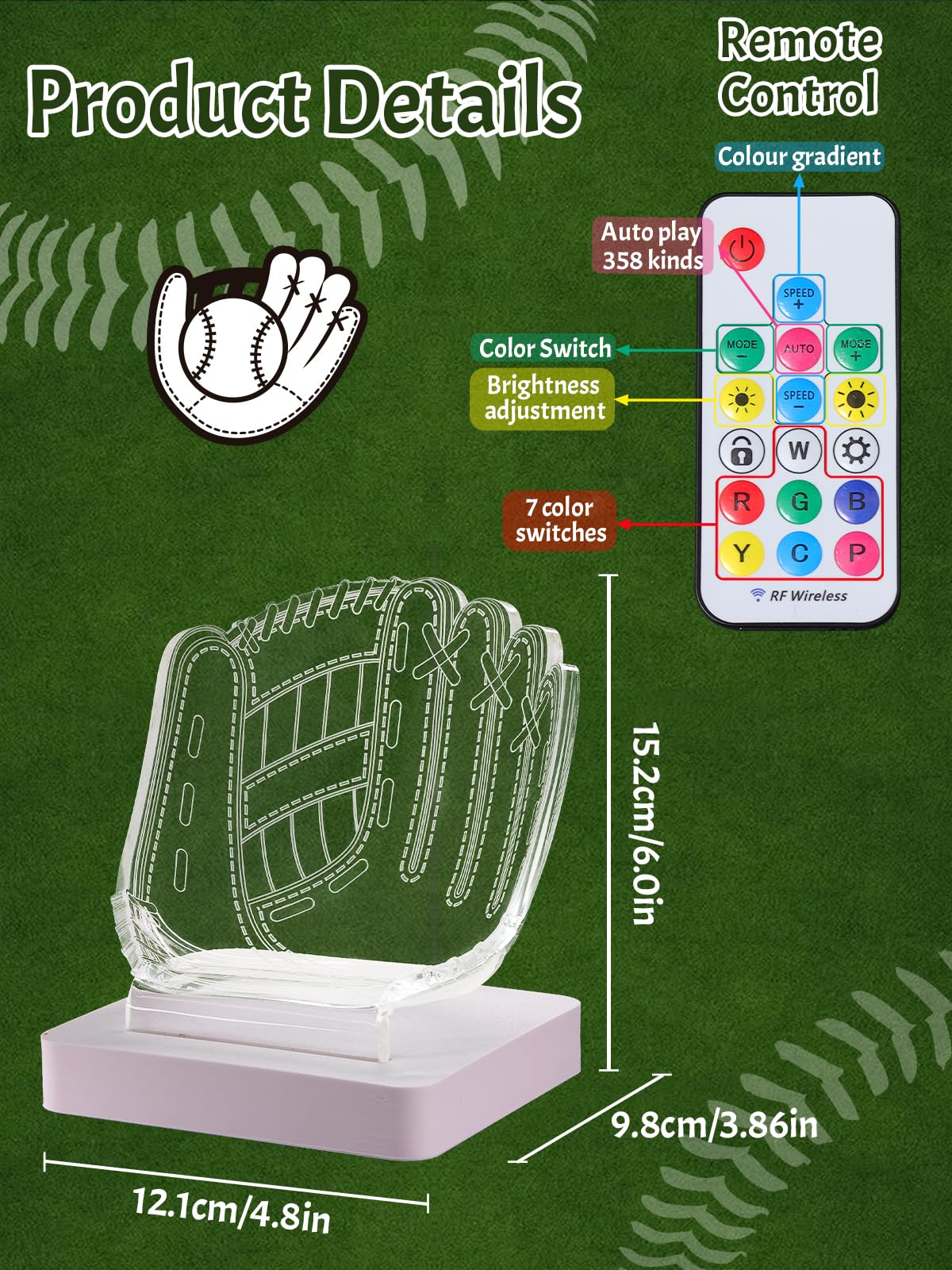CoolGift Mart Light Up Baseball Glove Display Stand
