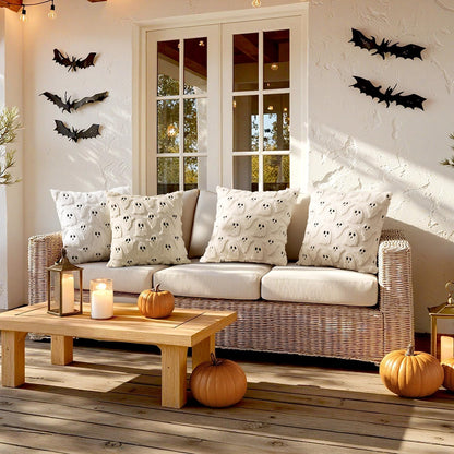 MIULEE Cute Ghost Halloween Pillow Covers 20x20 Inch Set of 2 White | Soft Plush Faux Fur Throw Pillows Spooky Fall Decorative Cushion Covers for Couch Sofa Bed Porch Living Room