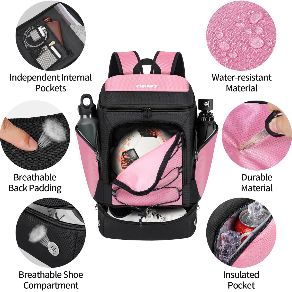 Soccer Backpack,Soccer Bag with Ball Holder and Shoe Compartment