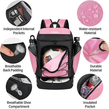 Soccer Backpack,Soccer Bag with Ball Holder and Shoe Compartment