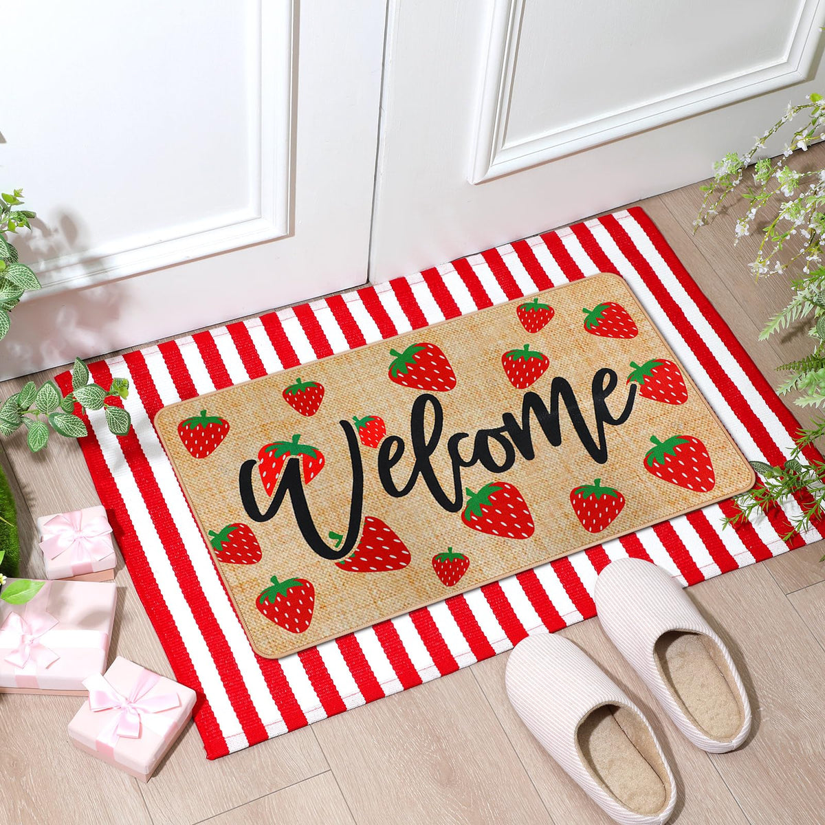Tinideya 2 Pcs Halloween Door Mats Outdoor Layered Ghost Front Door Mat