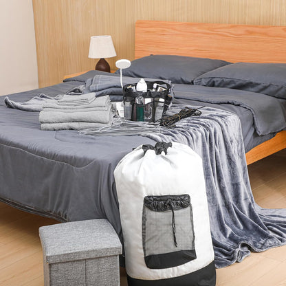 42 Pcs College Dorm Essentials Set Twin XL Bedding Bundle Bedding Bathroom and Storage Supplies Totally Complete for Guys College Dorm School, Gray
