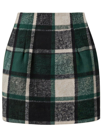 AURUZA Women's Plaid Pencil Mini Skirt