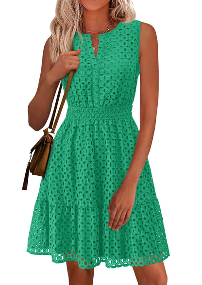 PRETTYGARDEN Women's Summer Eyelet A Line Short Dress