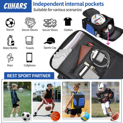 Soccer Backpack,Soccer Bag with Ball Holder and Shoe Compartment