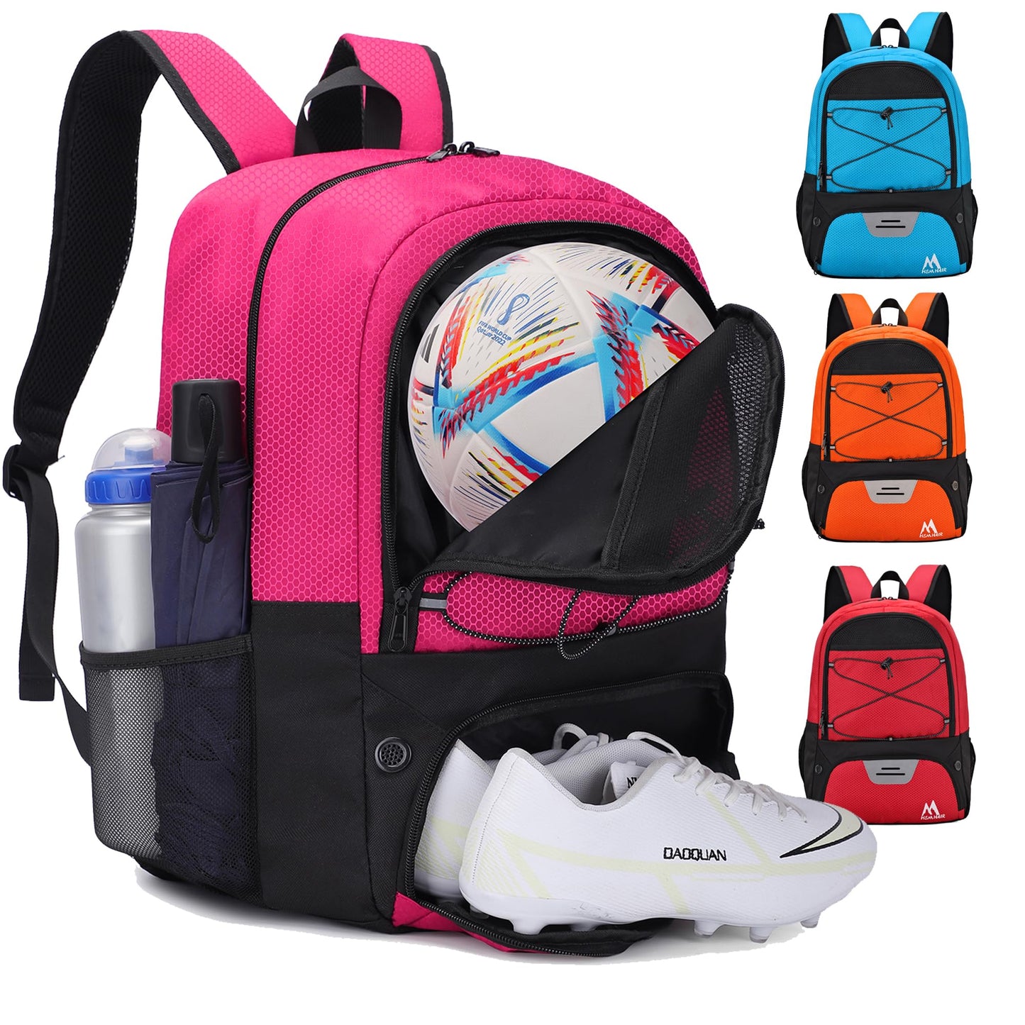 Hsmihair Soccer Bag,Youth Soccer Backpack with Ball and Cleat Compartment