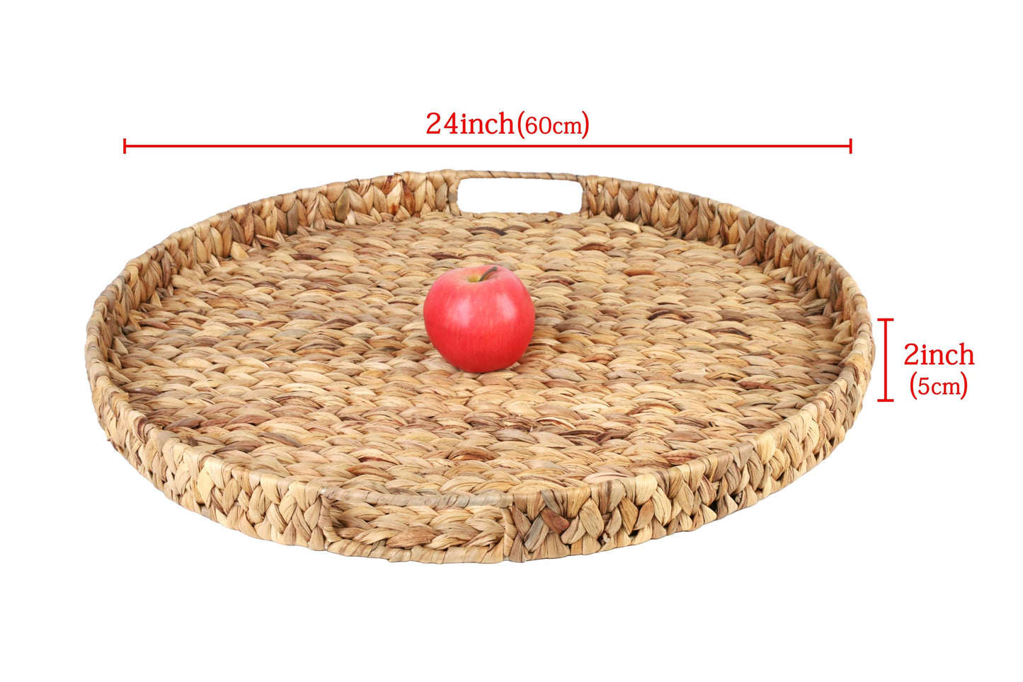 Gurfuy Extra Large Round Ottoman Table Tray with Handles - 19.7" Handmade Wicker Serving Hand Woven Tray for Farmhouse Decorative Oversized Coffee Table Trays Living Room Kitchen Counter Breakfast