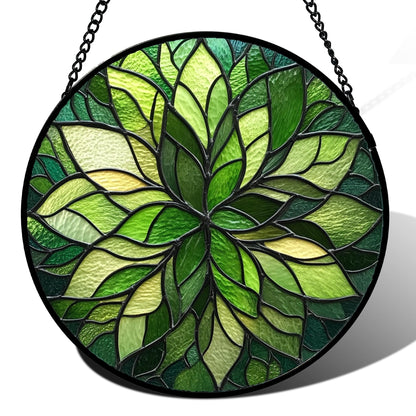 Stained Glass Window Hanging - Golden Christmas Tree Suncatcher for Doors Home Christmas Decoration Winter Sun Catcher Thanksgiving New Year Birthday Gifts for Women Men Mom Nana Girl 7.8 in