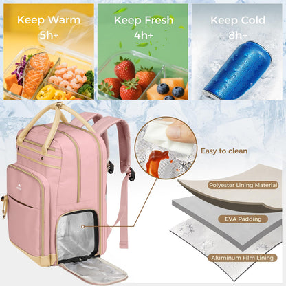 MATEIN Teacher Backpack with Lunch Compartment, 15.6 Inch Laptop Backpack | Detachable, with Organized Pocket, Commute Office College, Computer Backpacks for Men Women, Meal Prep Bag, Gift for Nurse