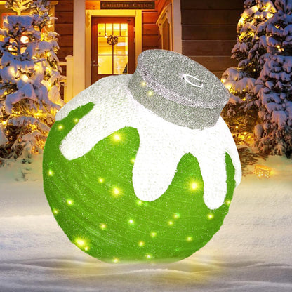 2 Pcs Outdoor Christmas Ornaments, Lighted Pop-Up Holiday Ball Decoration with 160 LED Lights, 8 Light Functions, Lighted Collapsible Christmas Outdoor Decorations for Yard, Patio, Home