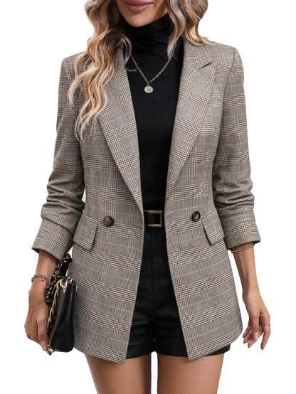 2026 Women's Fall Plaid Blazer Jacket