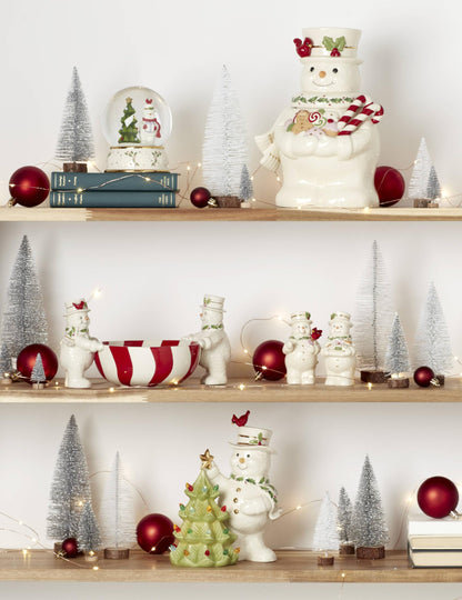 Lenox Figurine, Happy Holly Days North Pole Snowman Light-Up Figurine, Christmas Decorations, Christmas Decor Indoor, Snowman Design (Ivory, 1 Piece, 7.75-Inch Height) 2 AAA Batteries Not Included