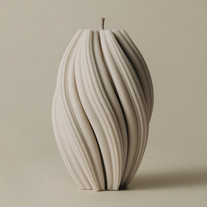 LAWA Swirl Candle - Beautiful Handmade Pillar Soy Wax Twirl Elegant Bubble Aesthetic Candle Housewarming Gift Home Room Shelf Decor Idea Spiral White Large