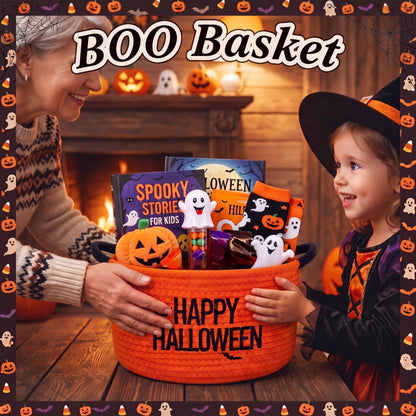 Yungyan Halloween Movie Night Supplies Snack Tray, Orange Gift Basket