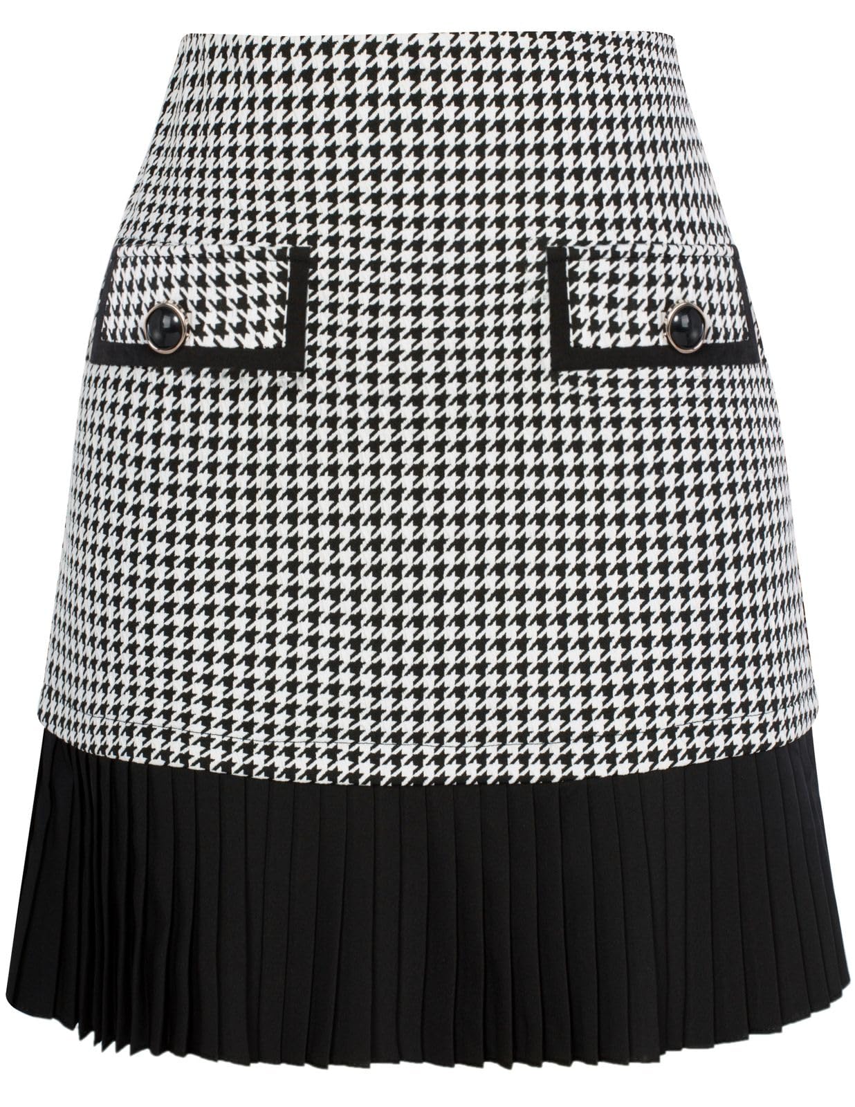 Kate Kasin Women's Plaid Mini Skirt, High Waist Pleated A-Line Skirts