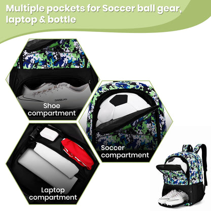 Hsmihair Soccer Bag,Youth Soccer Backpack with Ball and Cleat Compartment