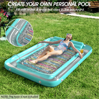 Inflatable Tanning Pool Lounger Float - Jasonwell 4 in 1 Sun Tan Tub Sunbathing Pool Lounge Raft Floatie Toys Water Filled Tanning Bed Mat Pad for Adult Blow Up Kiddie Pool Kids Ball Pit Pool (L)