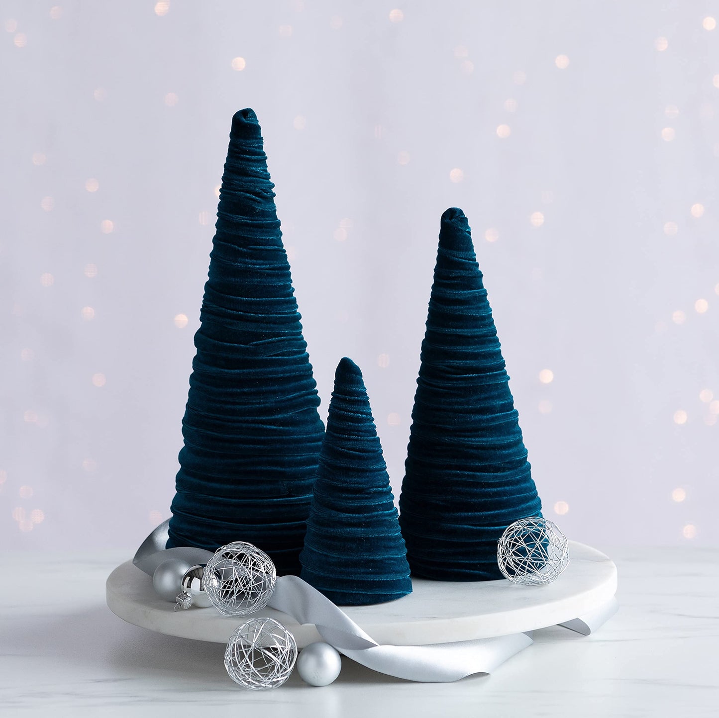 Your Heart's Content Red Velvet Trees Set of 3, Winter Wedding Centerpiece, Valentine Tabletop Tree Decor, Cozy Handmade Romantic Home Decor, Bookshelf Accent, Gift for (Red)
