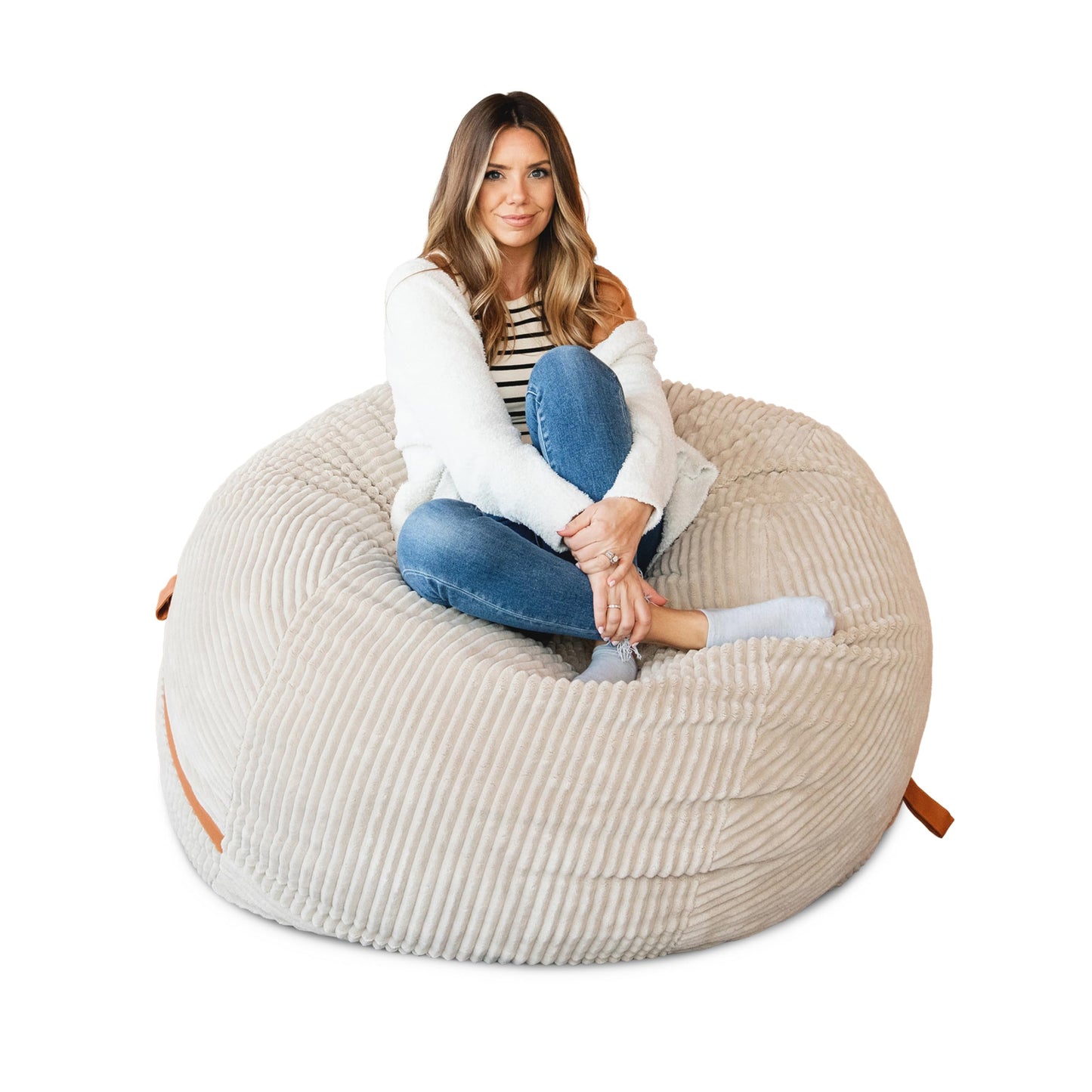 Big Joe Fuf 7Ft Giant Foam Bean Bag Chair, Oversized Couch with Removable Cover for Kids, Teens, Adults, Fog Lenox, Durable Woven Polyester, 7 Foot