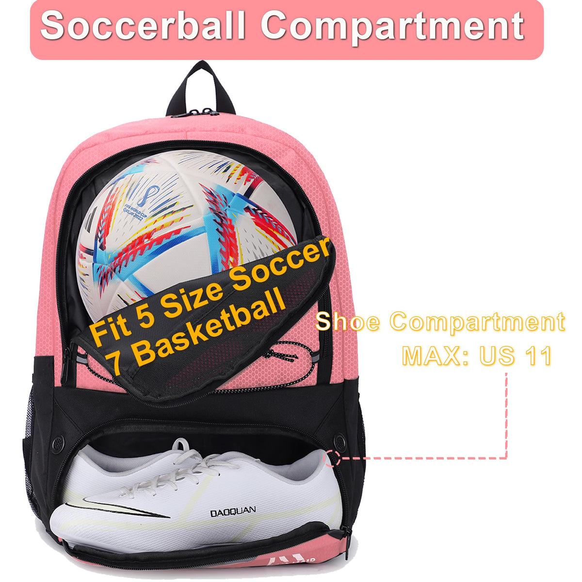 Hsmihair Soccer Bag,Youth Soccer Backpack with Ball and Cleat Compartment