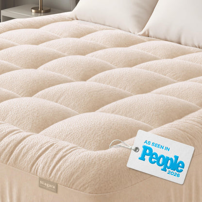 Niagara Sleep Solution Ultra Soft Queen Size Mattress Topper - Rayon Derived from Bamboo Pillow Top Mattress Pad for Back Pain Relief - Naturally Cooling for Hot Sleepers, Green