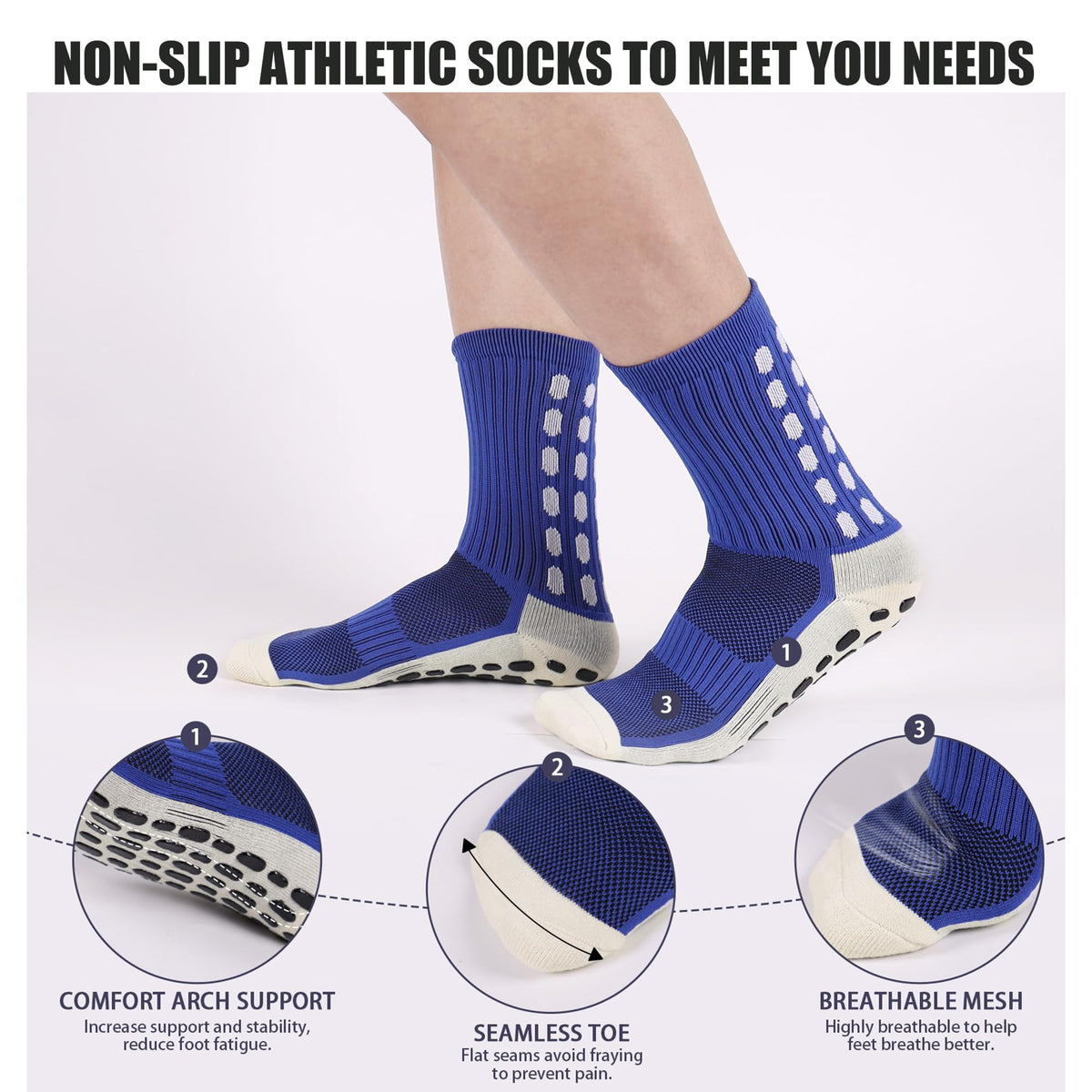 Barrlves 2 Set Grip Soccer Socks and Shin Guard Sleeves Non Slip Soccer Sleeve Socks for Men Women