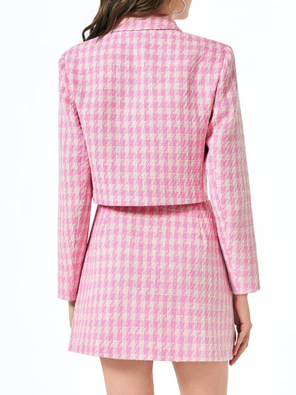 Cicy Bell Womens Cropped Tweed Business Casual Suit