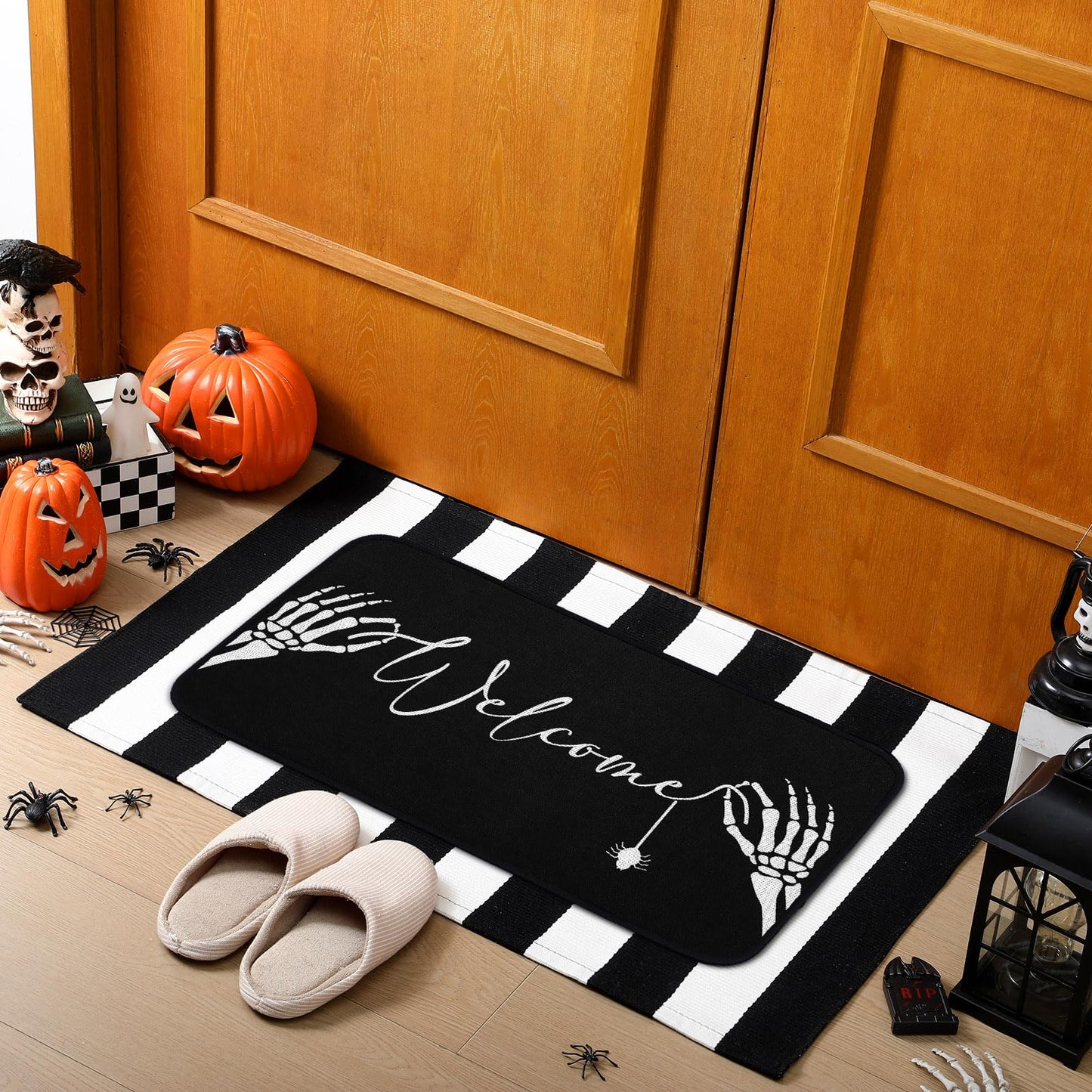 Tinideya 2 Pcs Halloween Door Mats Outdoor Layered Ghost Front Door Mat