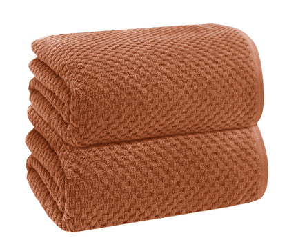 COTTON CRAFT- Euro Spa Set of 4 Luxury Waffle Weave Bath Towels, Oversized Pure Ringspun Cotton, 30 inch x 56 inch, White