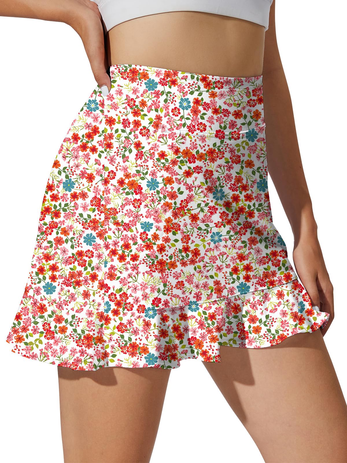 M MOTEEPI 15" Golf Skorts for Women with 4 Pockets High Waisted Ruffle Athletic Tennis Casual Skirts Summer