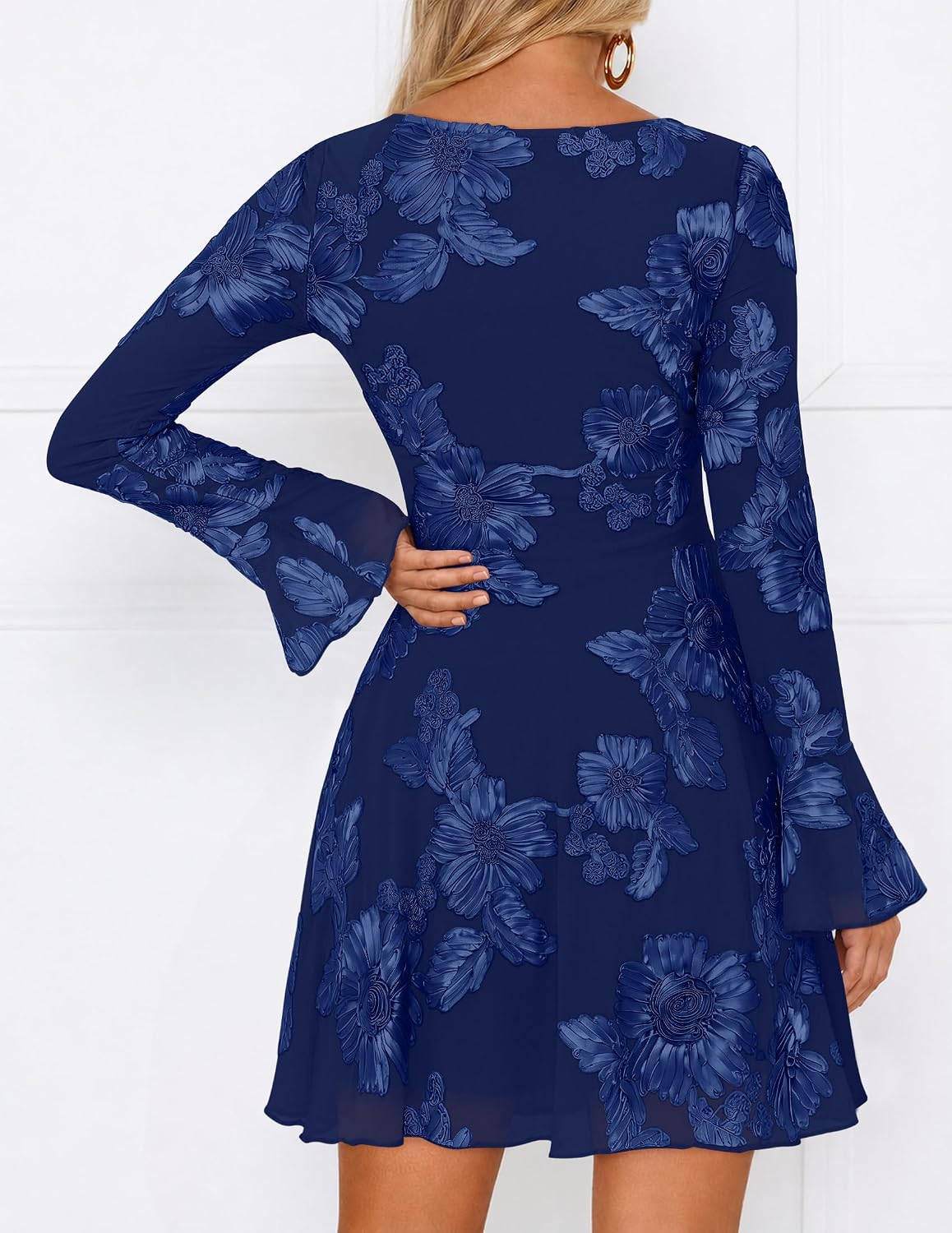 ZESICA Women's 2026 Fall Floral Wedding Guest Cocktail Mini Dress