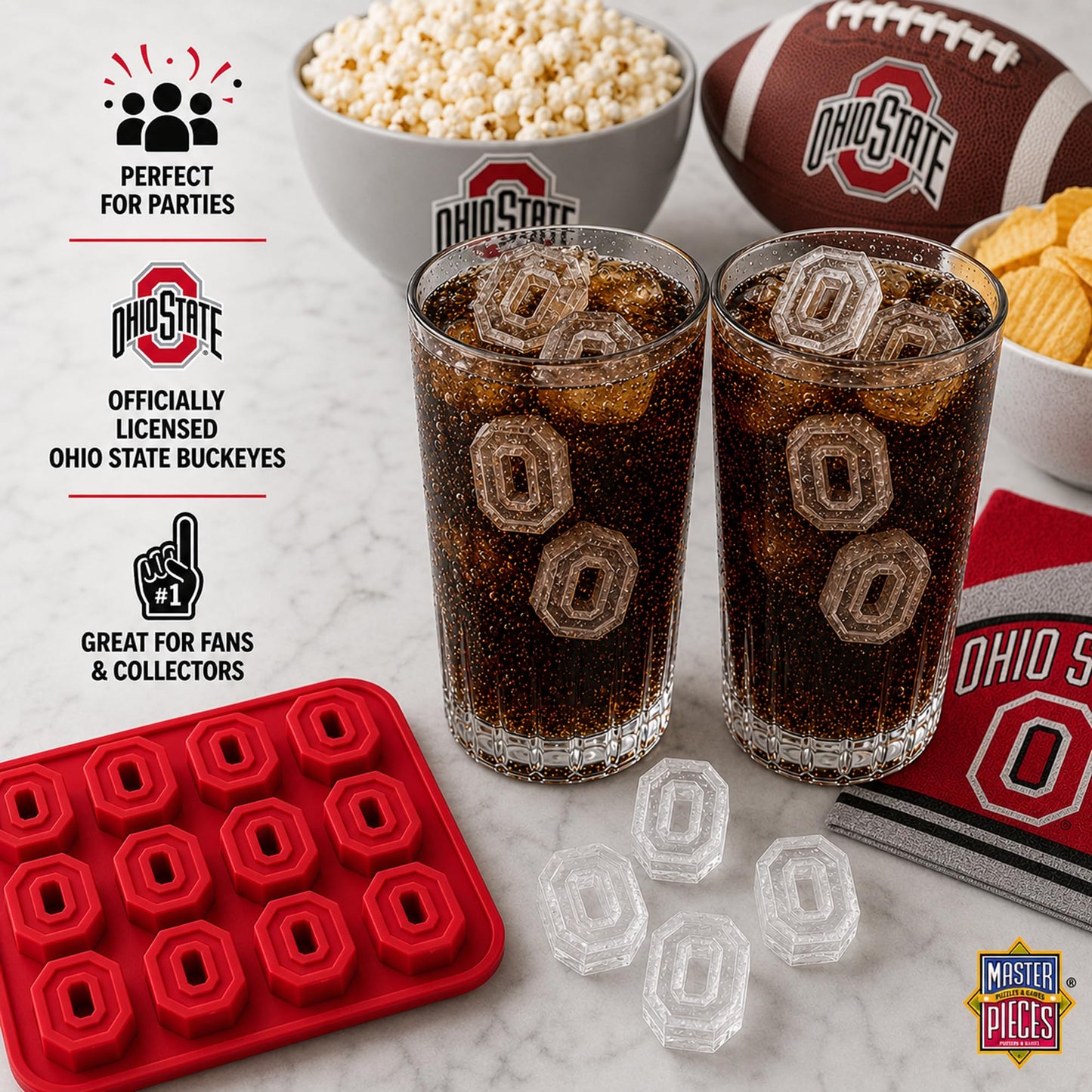 Masterpieces Fanpans Ncaa Alabama Crimson Tide Silicone Ice Cube Tray Set - Fun Alabama Merchandise, Dishwasher Safe