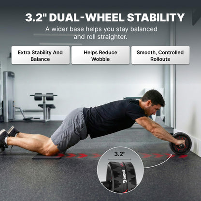 DMoose Fitness Ab Roller Wheel with Elbow Support & 2 Knee Pads - Abdominal Exercise Trainer for Core Strength Training - Ultimate Abs Workout Equipment for Home and Gym - Ab Machine for Men & Women