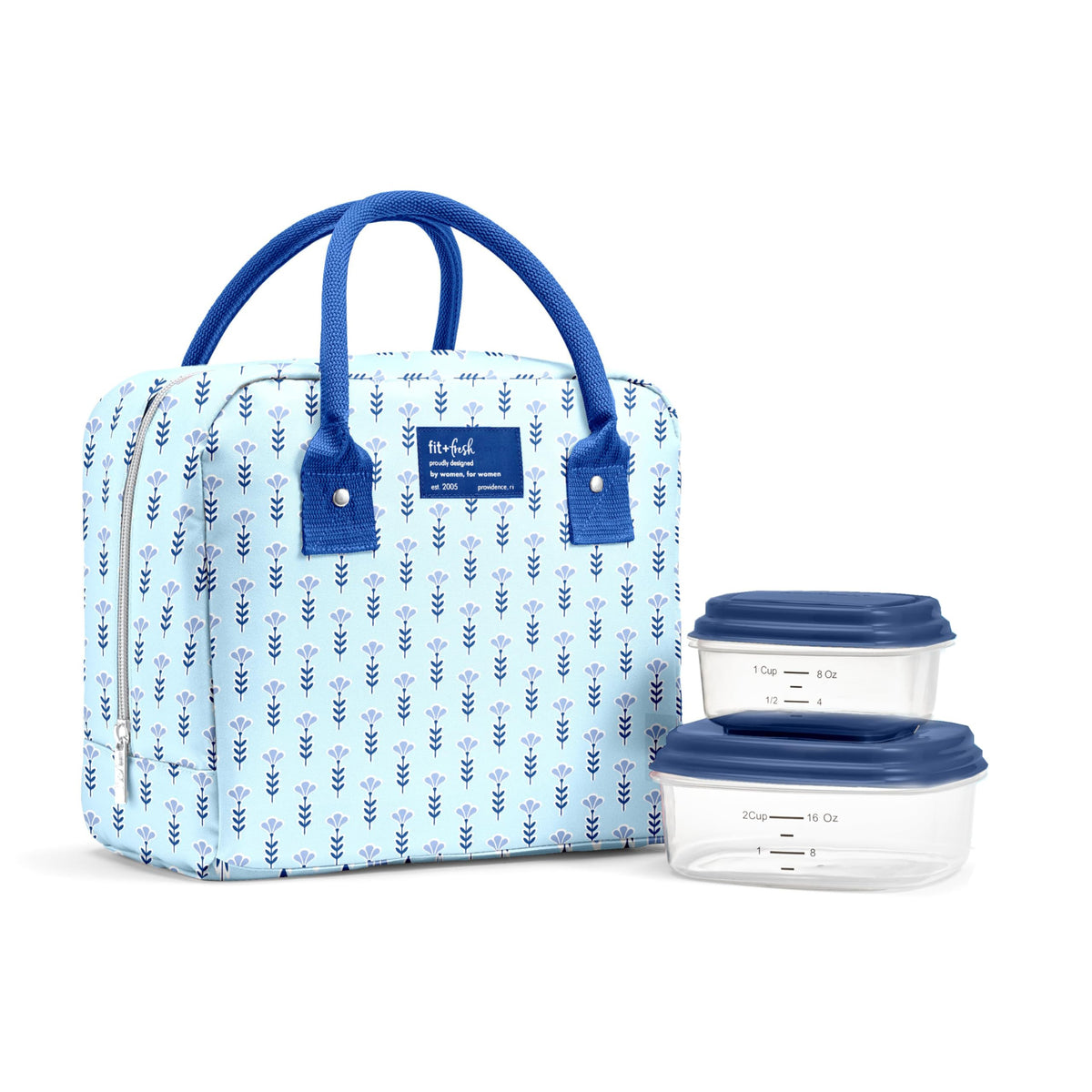 Fit & Fresh Bloomington Lunch Bag for Women - Insulated Large Lunch Box for Work with Containers, Leak-Resistant, Stain-Resistant, Zipper Closure, Cheetah