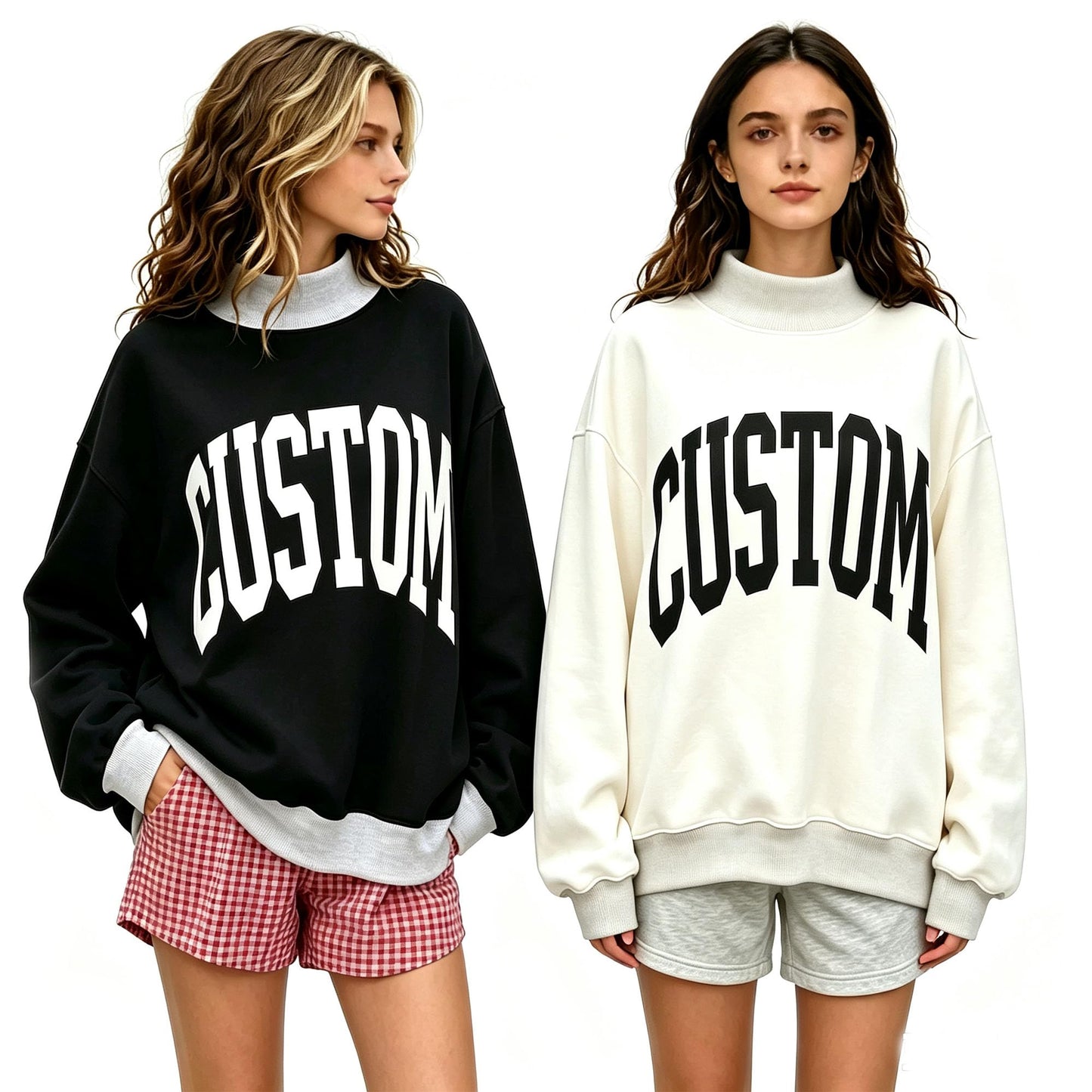 Personalized College Team Reversible Mockneck Sweatshirt, Custom Name with Font & Color Choices