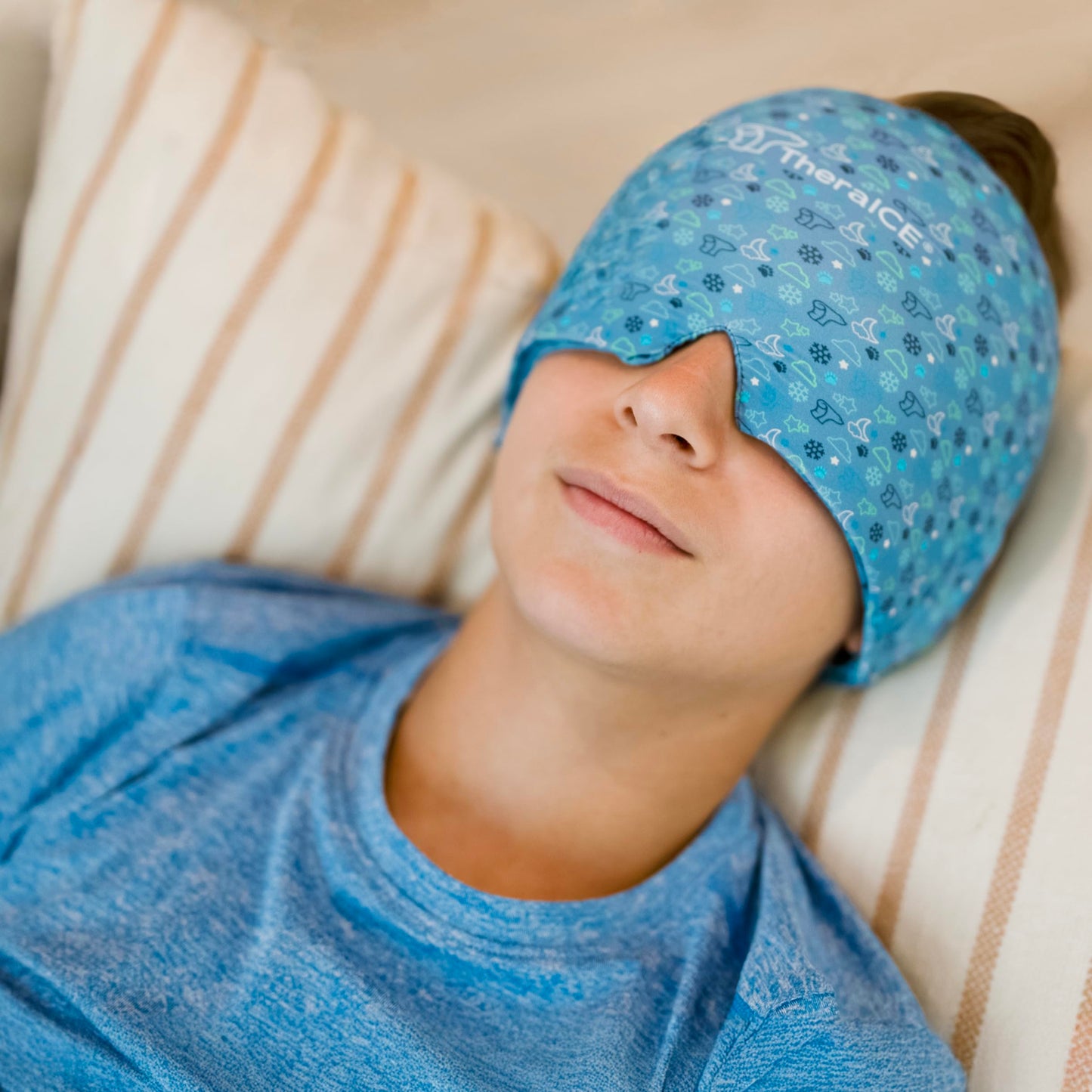 TheraICE Headache Relief Cap, Migraine Ice Pack Mask Products, Women Cooling Gel Hat, Face Cold Compress Head Wrap for Her Stress. Great Birthday Gift for Mom, Sister, Grandma, Girlfriend, & Teacher