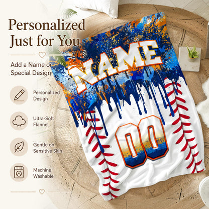 Kids Blanket Custom Baseball Blankets, Splashed Ink Throw Bed Travel